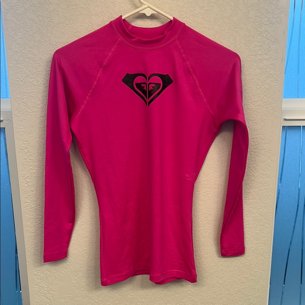 Roxy Fuchsia Rash Guard with Black Logo
